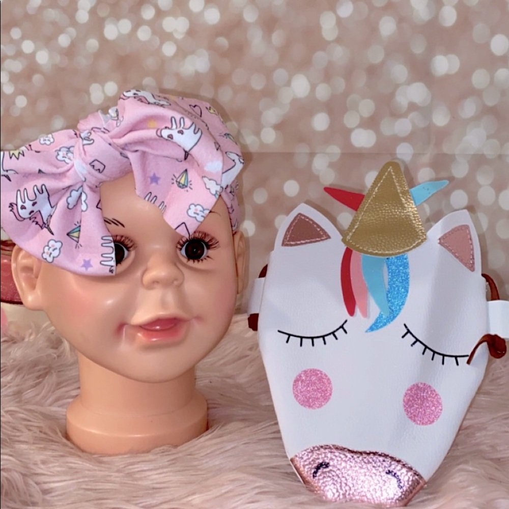 Toddler children unicorn handbag & headband set